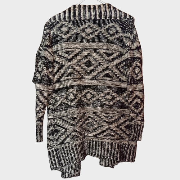 Forever 21 Knit Open Front Cardigan Sweater Heavyweight Long Black & White Small - Picture 3 of 10